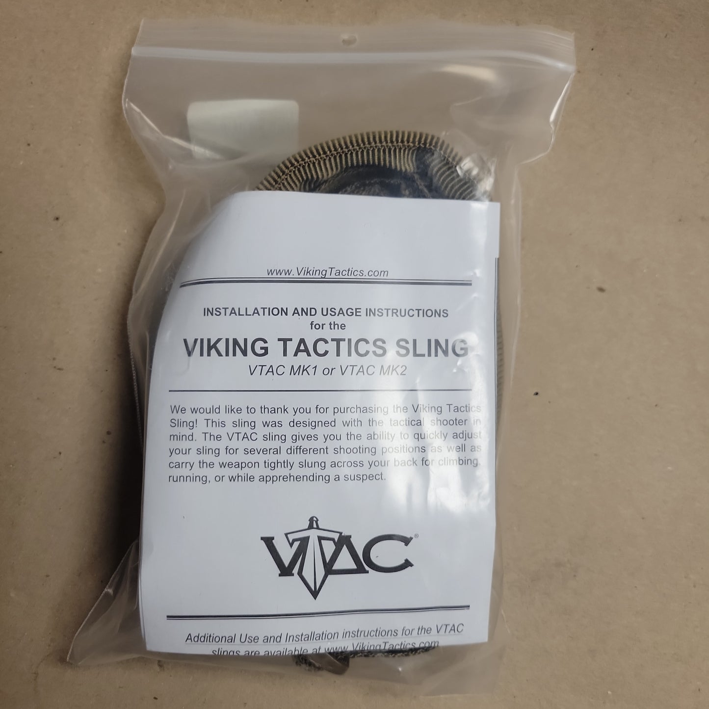 VTAC Rifle SLING: Wide Padded 2-Point, Quick Adjust, CoyoteTan VTAC-MK2-CT