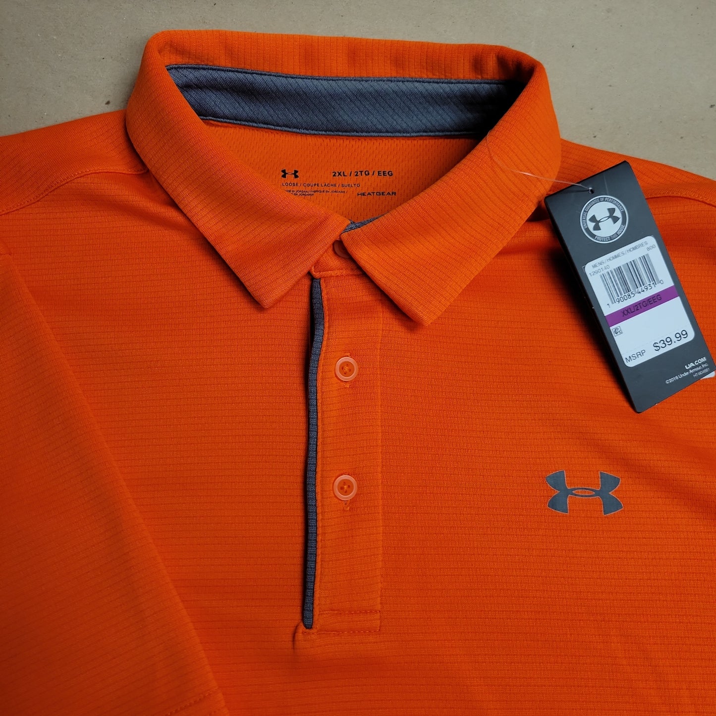 Men's Under Armour Short Sleeve Polo TECH Orange, Size XXL 1290140-800-XXL
