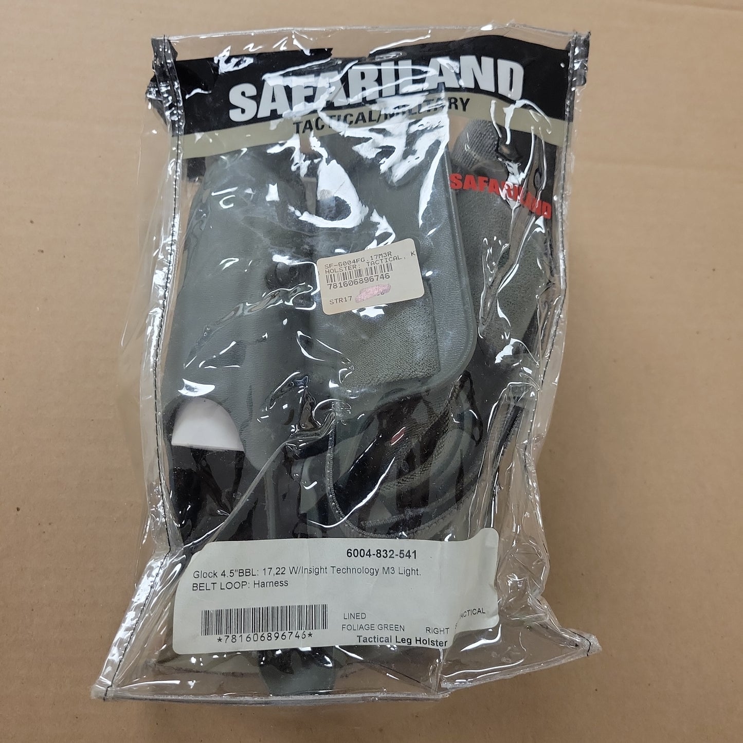 Safariland Tactical Leg Holster Foilage Green Kydex RH for Glock 17/22 w/M3 6004-832-541