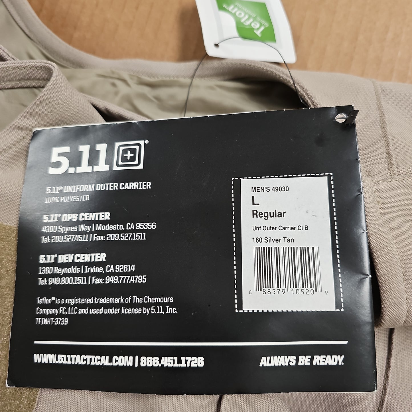 Uniform Outer Carrier Class B, Silver Tan, L/R 49030-160-L-R