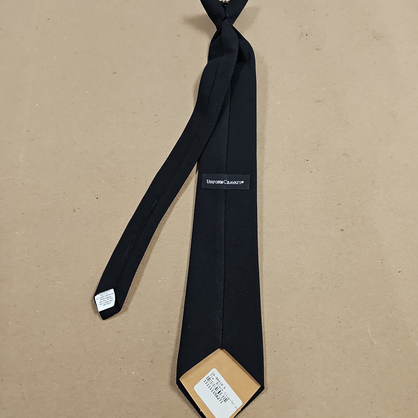 Tie: Black Clip-On w/ Button Holes 18 Regular Length 90010-BLK