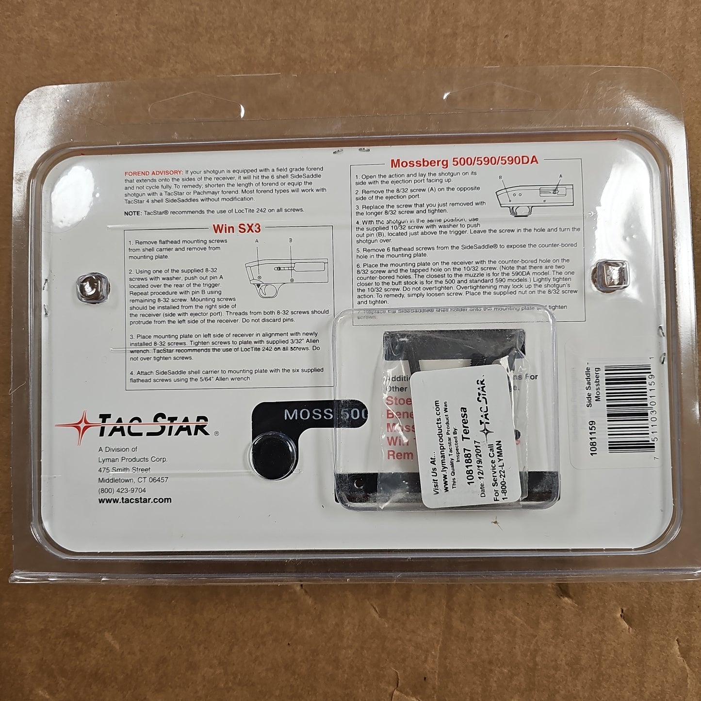 SHOTGUN SHELL HOLDER: 6 SHELL, POLY, MOSSBERG 500/590 1081159