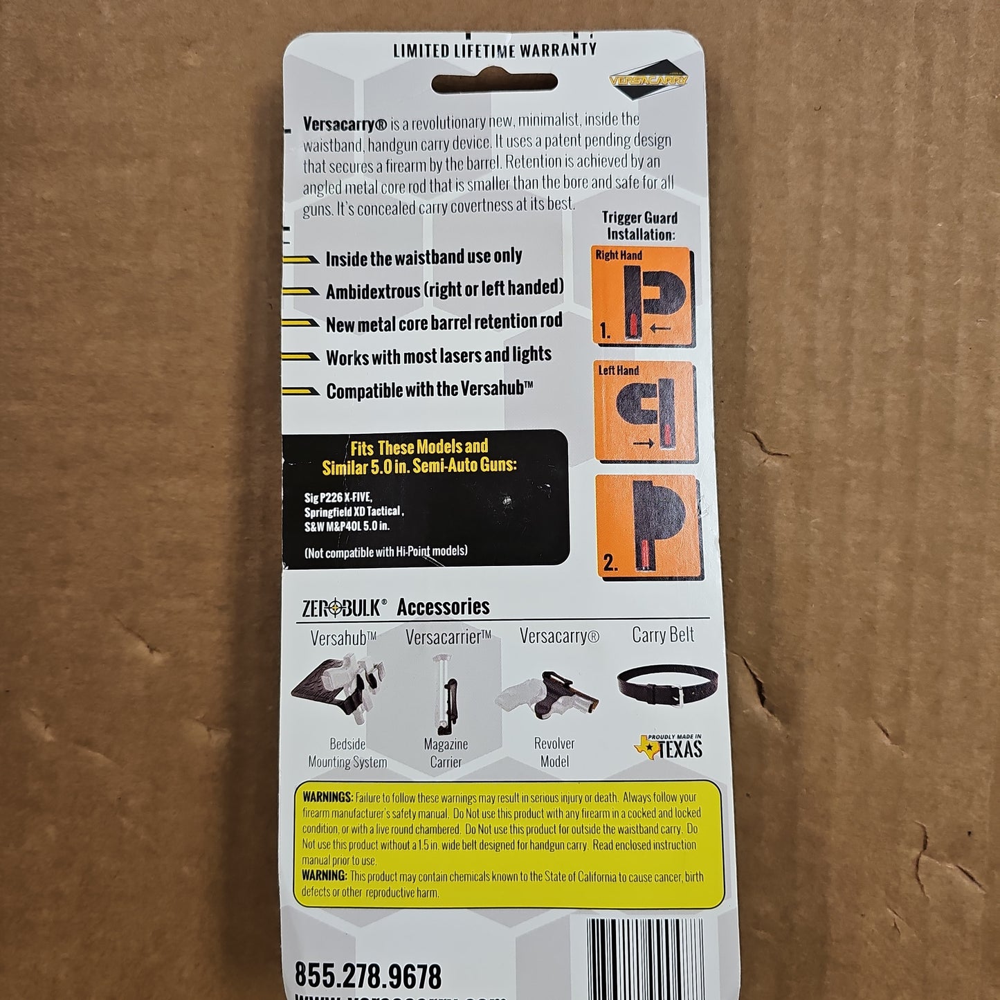 VersaCarry .40 In the Waist Band IWB X-Large 5.75" Clip, Fits 5 Barrels 40-XL