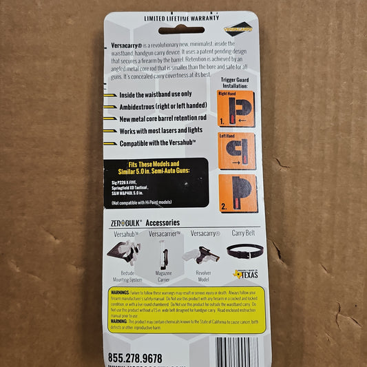 VersaCarry .40 In the Waist Band IWB X-Large 5.75" Clip, Fits 5 Barrels 40-XL