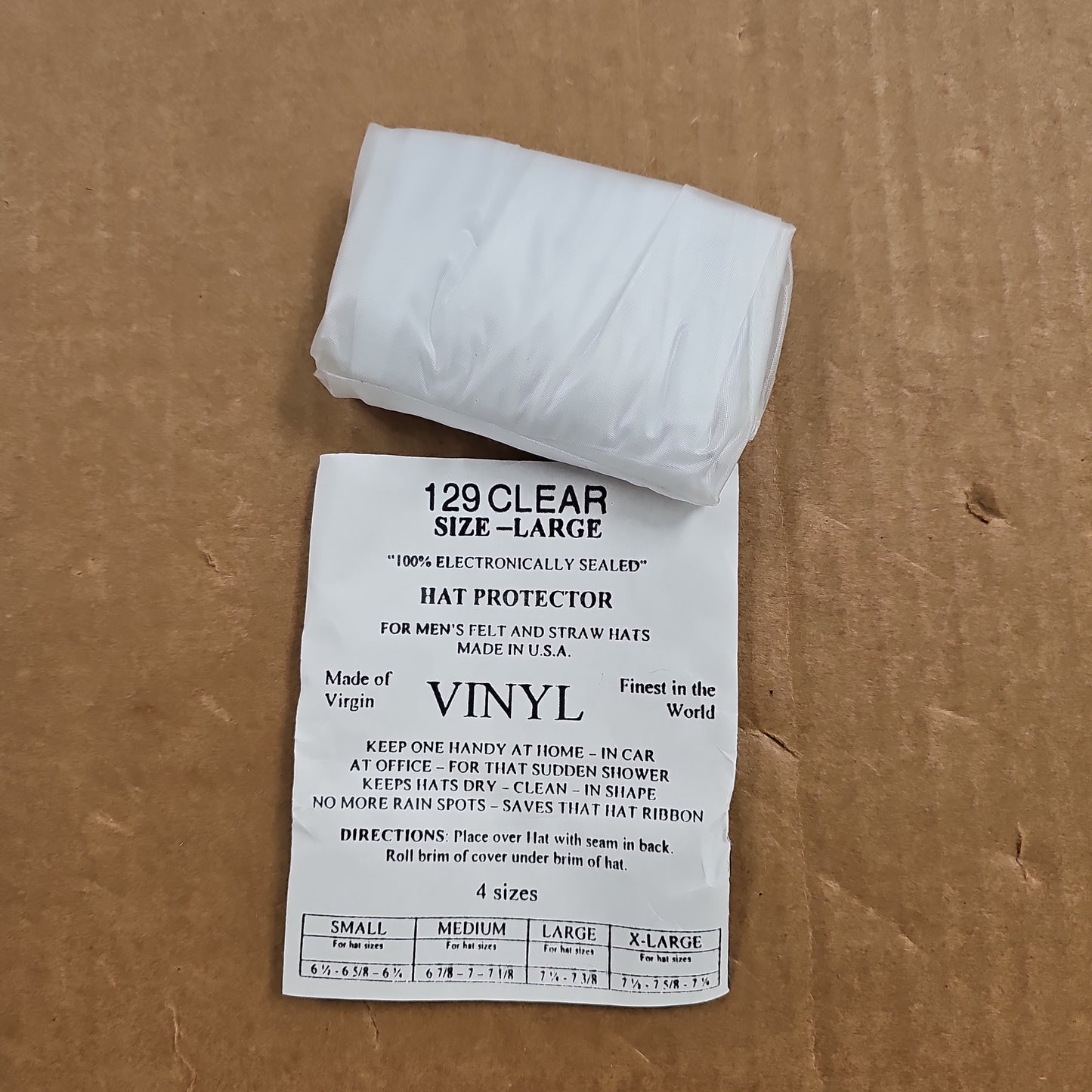 RAIN COVER: TROOPER HAT, CLEAR, LARGE 629LG