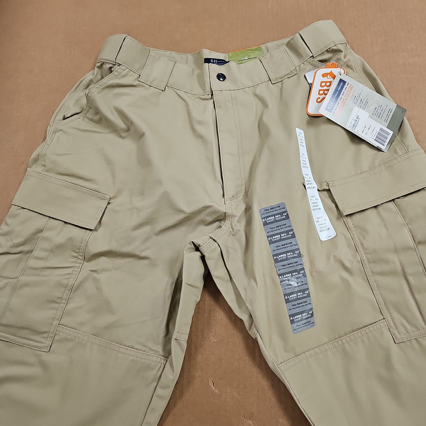 5.11 Tactical TDU Poly/Cotton Ripstop Pants in Tan, X-Large/Short Size