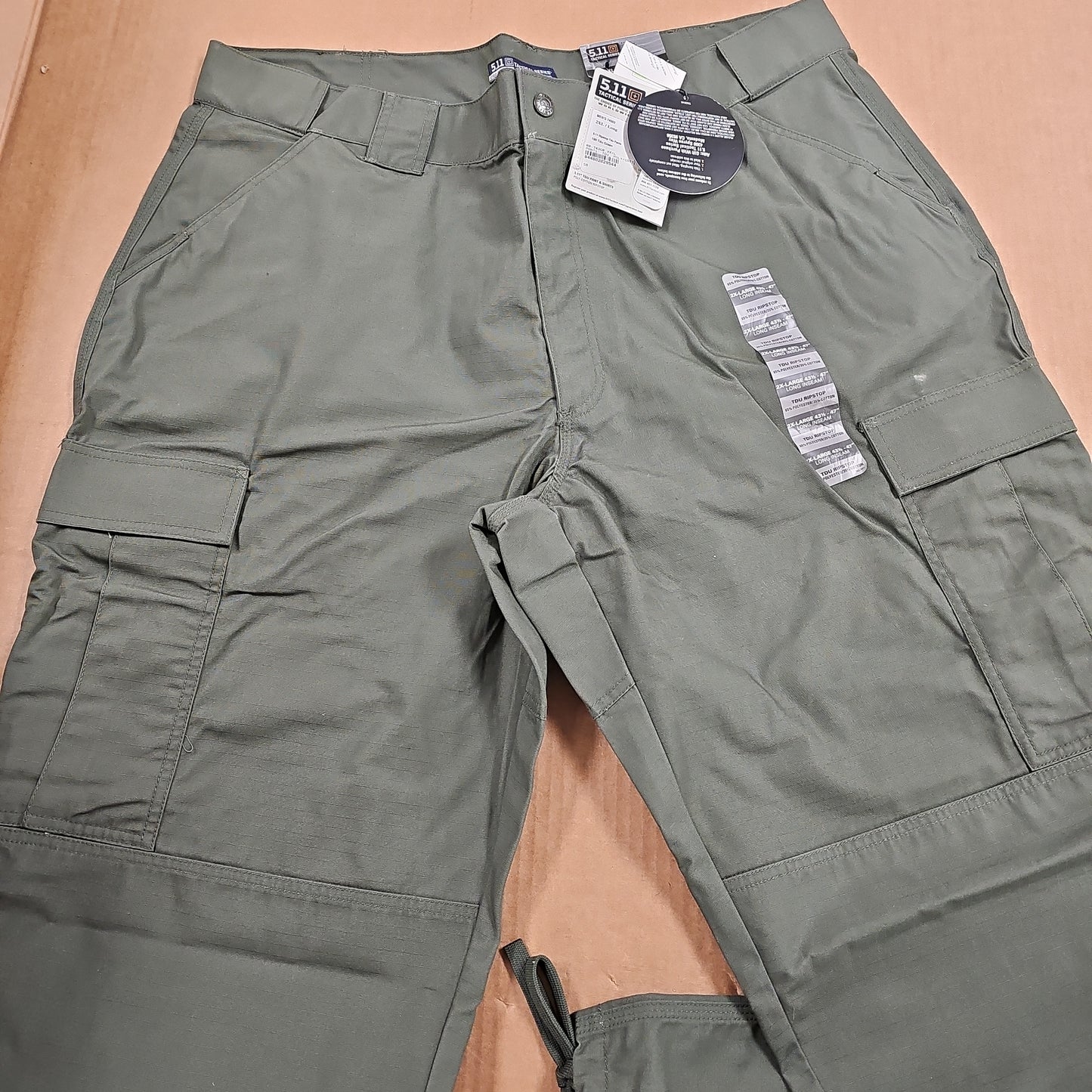 5.11 Tactical PANTS: TDU, POLY/COTTON RIP, GREEN, XX-LARGE/LONG 74003-190-2XL-L