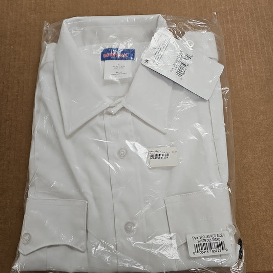 Shirt: Uniform S/S, 65/35 PolyCotton, White, L/R (16-16.5) SPDU80-068-L/R