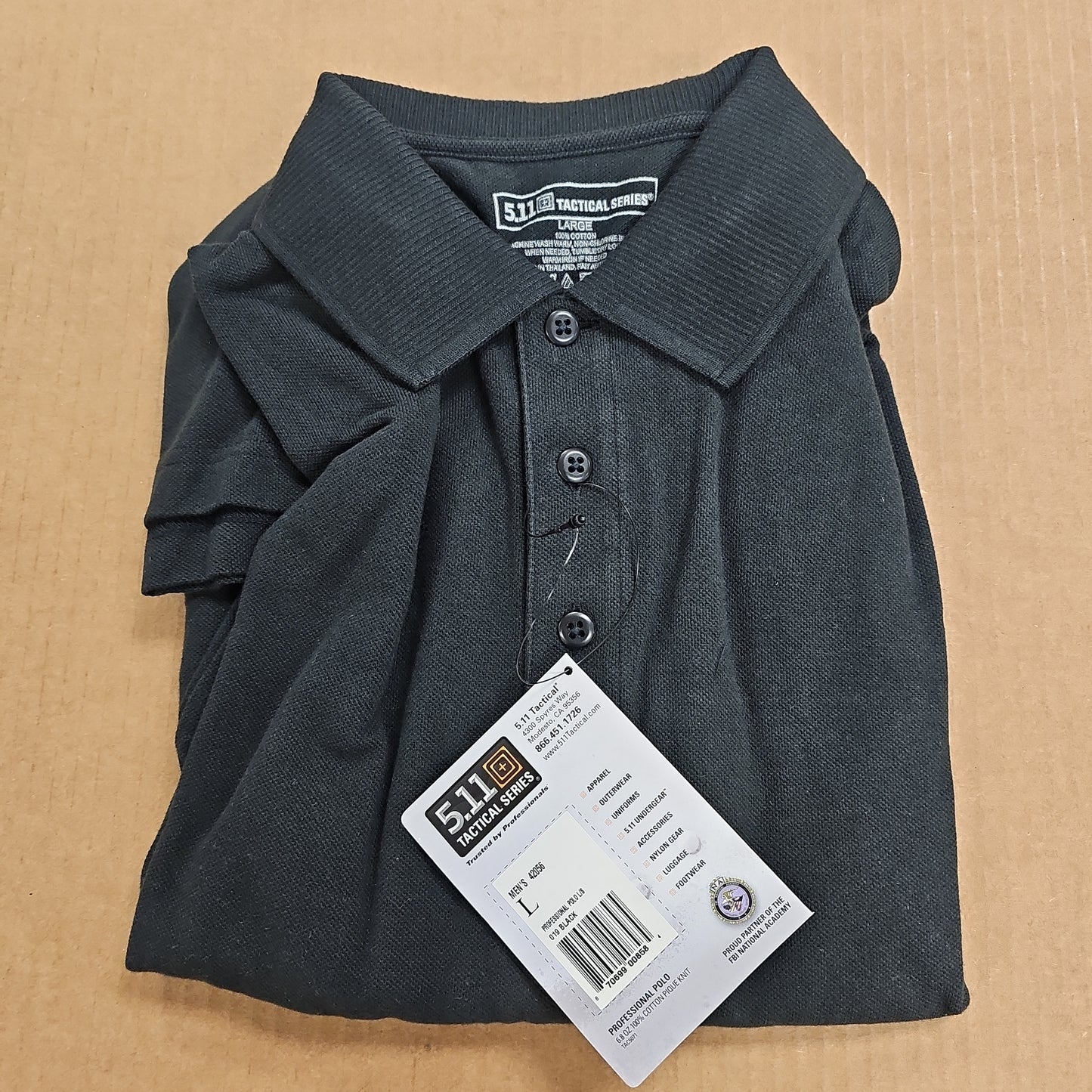 Polo Shirt: L/S Professional, Black, Large 42056-019-L