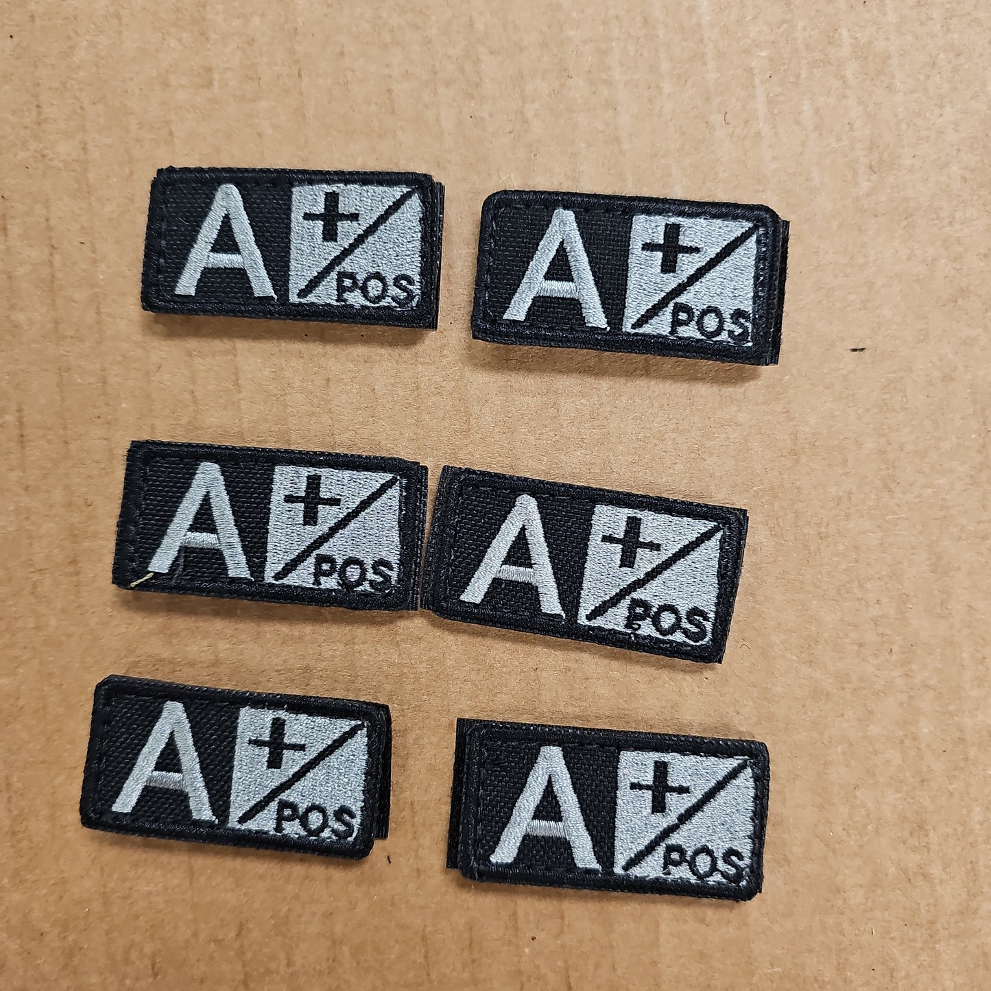 Patch: Blood Type A Positive, Black, Pack of 6 229A+007