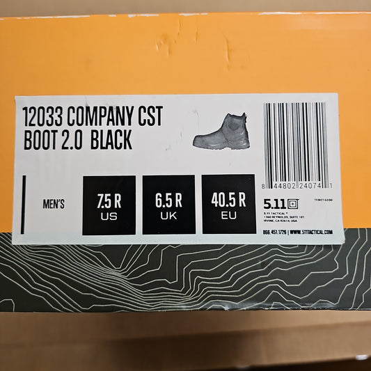 5.11 Tactical CST 2.0 Black Boots for Men, Size 7.5M, Durable Comfort
