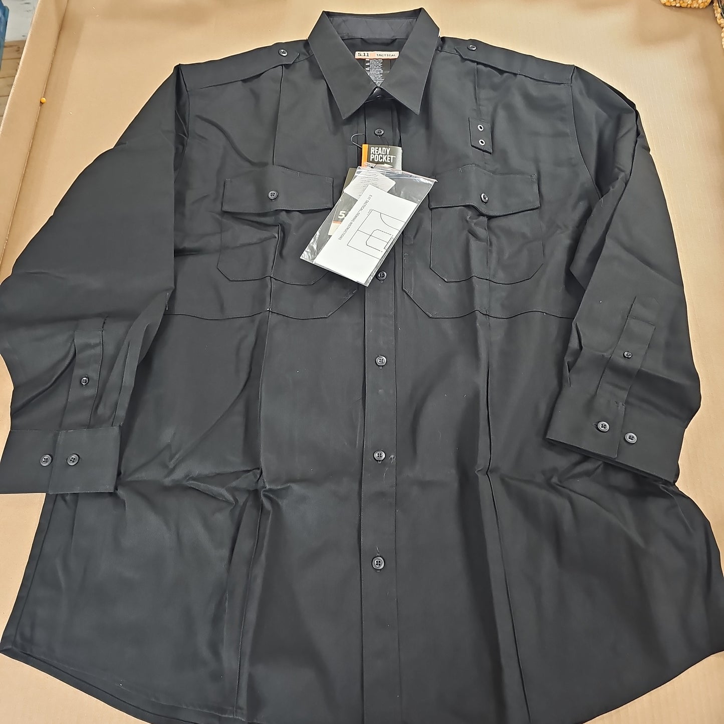 Shirt:Men's PDU Class B,Twill,L/S,Black, 3X/Long 72345-019-3XL-T