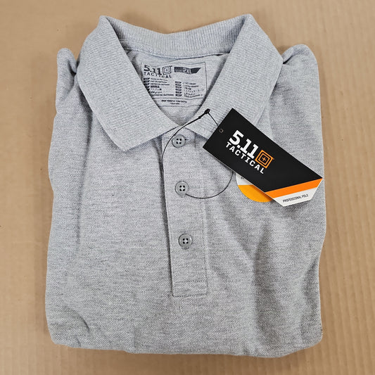 5.11 Tactical POLO SHIRT: S/S PROFESSIONAL, HEATHER GRAY, XX-LARGE 41060-016-2XL