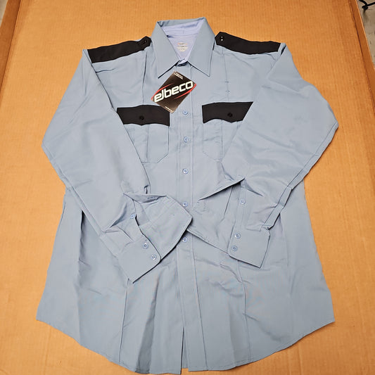 Shirt: Duty Maxx, L/S, Med Blue,W/Navy Epps  Pkt 17.5 x 36 586-17.5/36 w/flp&st