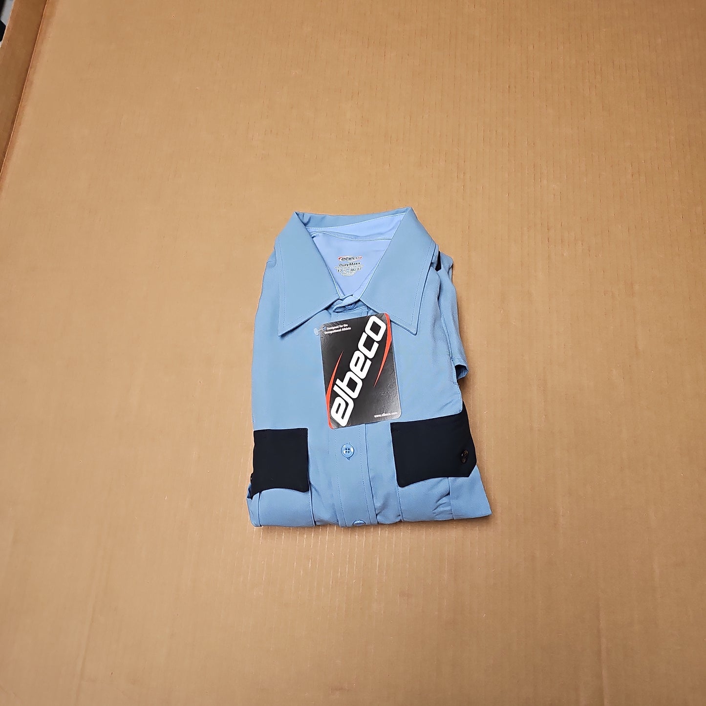 Shirt: Duty Maxx, L/S, Med Blue,W/Navy Epps Pkt 17.5 x 36 586-17.5/36 w/flp&st