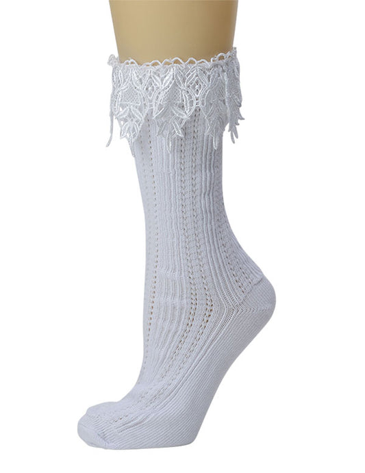 Lacy Slouch Socks White 35130