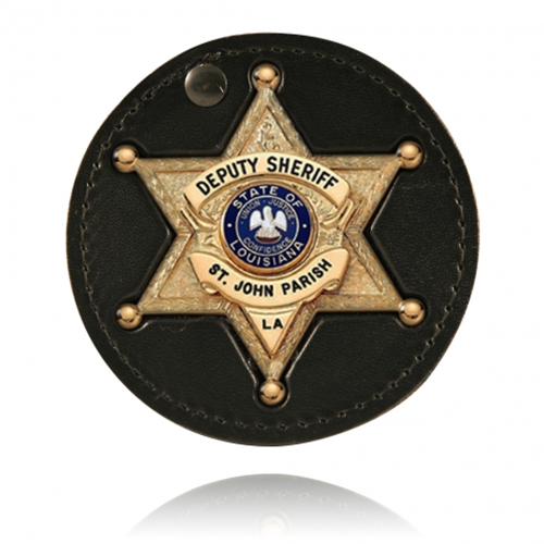 Boston Leather 3 Circle Recessed Badge Holder with Clip