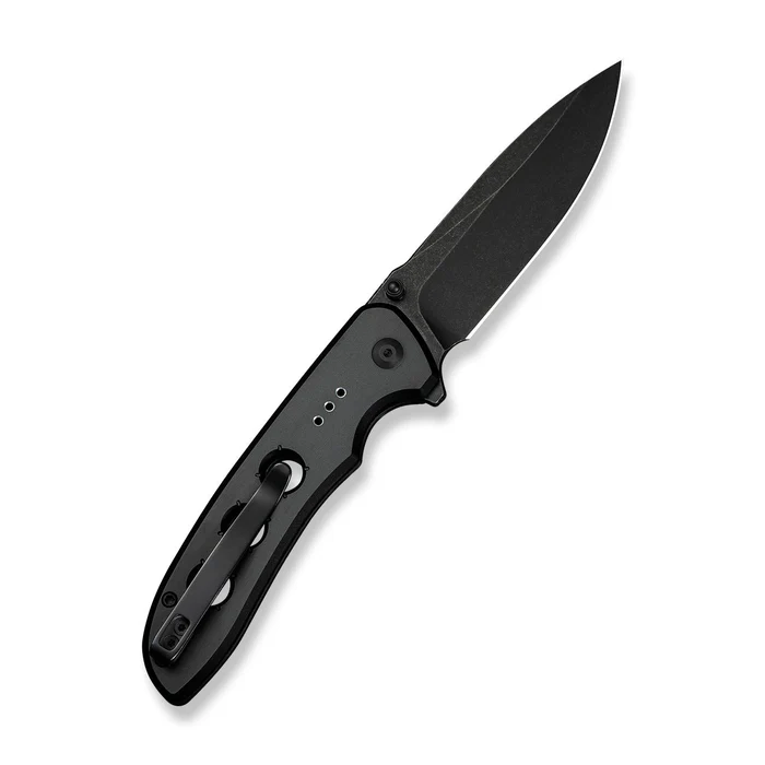 CIVIVI Knives CIVIVI Hyperpulse Flipper & Thumb Stud & Button Lock Knife Black Aluminum Handle (3.5"" Black Stonewashed 14C28N Blade) C23087A-1