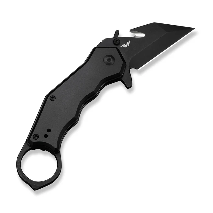 CIVIVI Knives Amaroq Flipper & Thumb Stud & Button Lock Knife Black Aluminum Handle (2.11"" Black Stonewashed Nitro-V Blade)