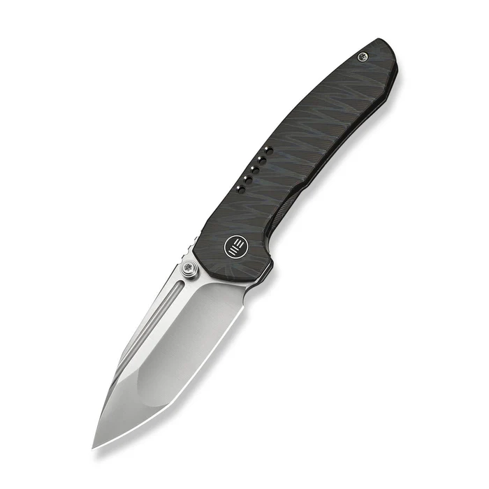 We Knife WEKNIFE Micro Trogon Thumb Stud Knife Tiger Stripe Pattern Flamed Titanium Handle
