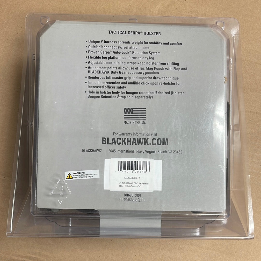 Blackhawk CQC Serpa Tactical Holster OLIVE DRAB Right Hand for COLT 1911 430503OD-R