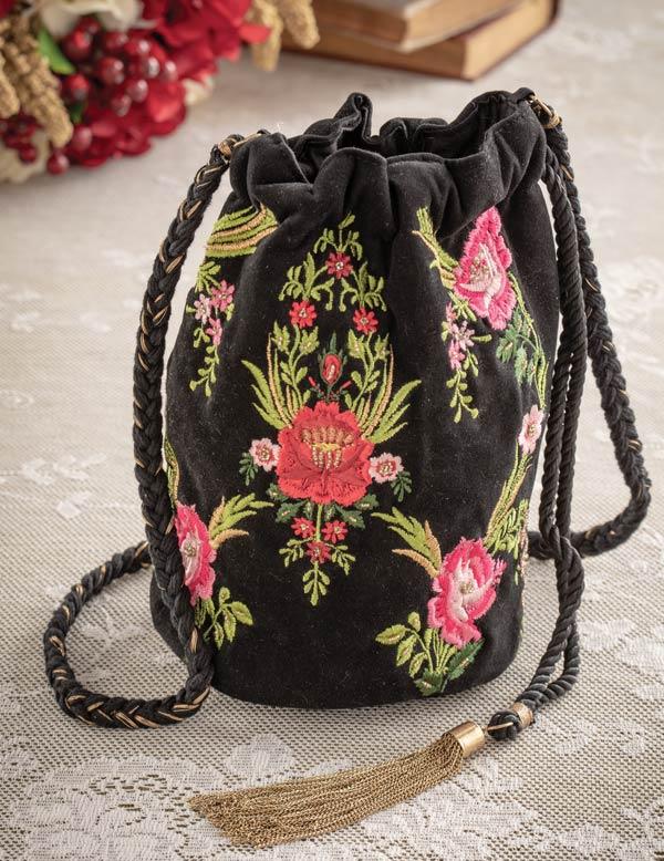 Embroidered Garden Bucket Bag 32432 by Victorian Trading Co