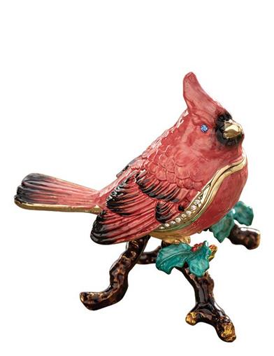 Colourful Cardinal Trinket Box 32867 by Victorian Trading Co