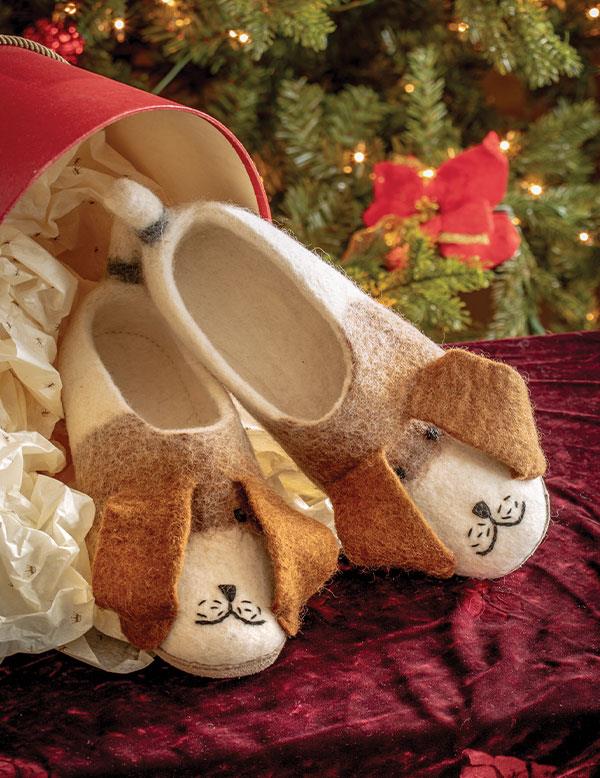 Woolen Whimsy Lucky Dog Slippers 33721 by Victorian Trading Co