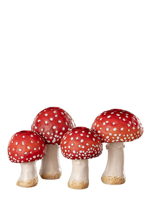 Mushroom Forest Candle Holder Red 33754 Victorian Trading Co