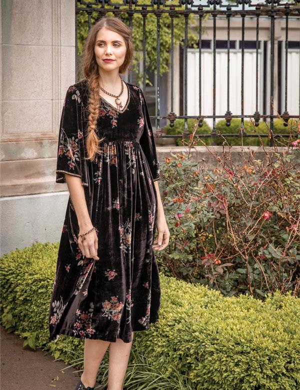 April Cornell Midnight Bouquet Velvet Dress 33827 by Victorian Trading Co