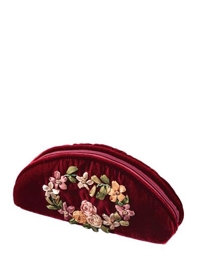 Ribbon Embroidered Velvet Eyeglass Case 33900