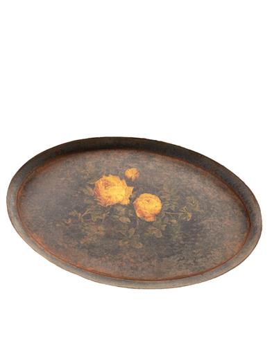 Yellow Roses Antique Metal Tray 33936