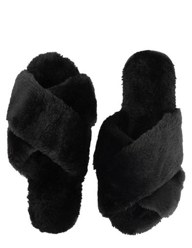 Asteria Onyx Faux Fur Slippers 33991 by Victorian Trading Co