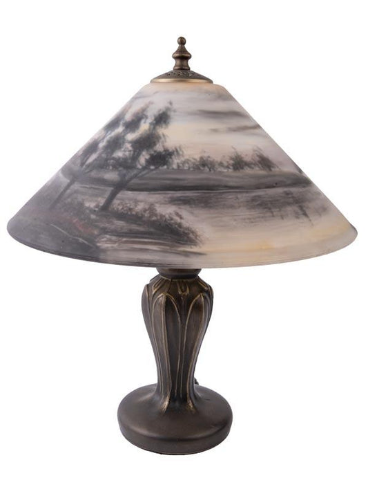 Moonlit Nightscape Painted Lamp 34194 Victorian Trading Co