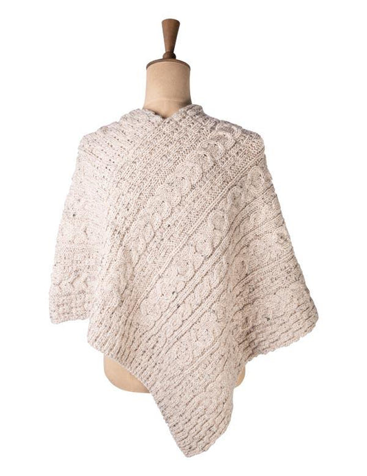Aran Irish Wool Shawl 34402 One Size Fits All