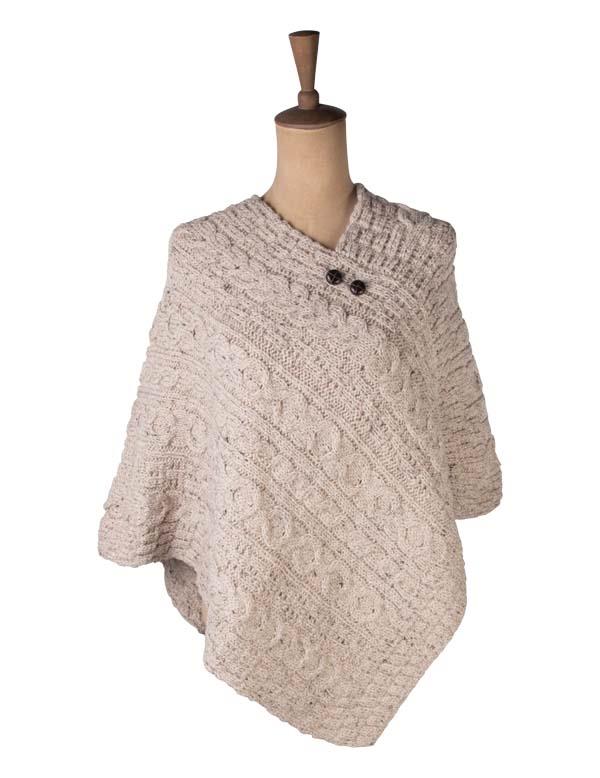 Aran Irish Wool Shawl 34402 One Size Fits All