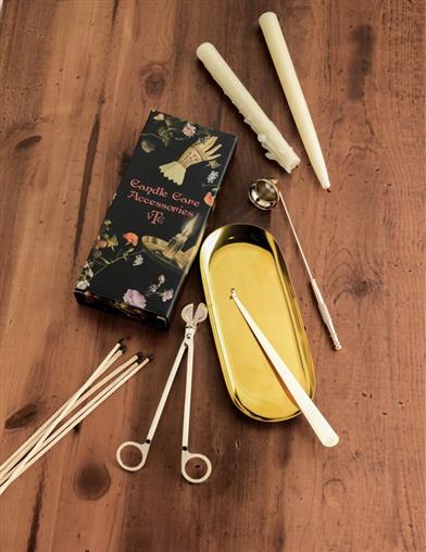 Candle Care Set (4 Piece) 34438 Tray, Wick Snipper and Snuffer