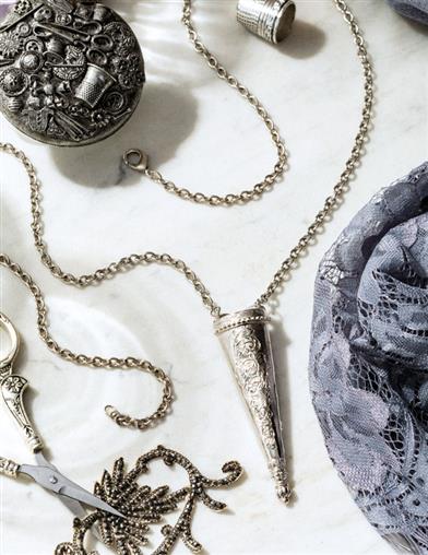 Silver Tone Scissor Holder Necklace 35111 by Victorian Trading Co