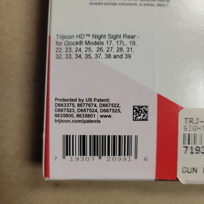 Trijicon Rear Sight for Glock 9/40/357SW - Fixed 3-DOT Tritium Design
