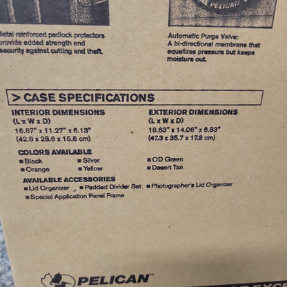 Pelican Gun Case #1500, 18.5"L x 15.25"W x 7"D, BLACK 1500-000-110