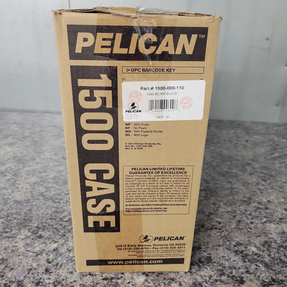 Pelican Gun Case #1500, 18.5"L x 15.25"W x 7"D, BLACK 1500-000-110