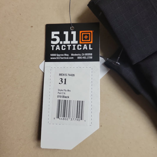 5.11 Tactical Stryke Uniform Pant PDU Class A for Men in Black, Size 31
