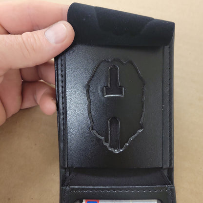 D&K MFG. CO. Bi-Fold Leather Badge Wallet with ID Case and Money Holder