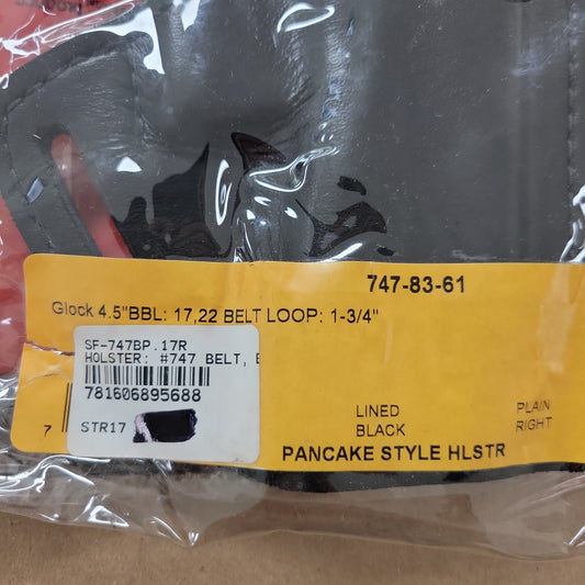 Safariland Holster Black Plain Leather Right Hand For Glock 17/22 747-83-61