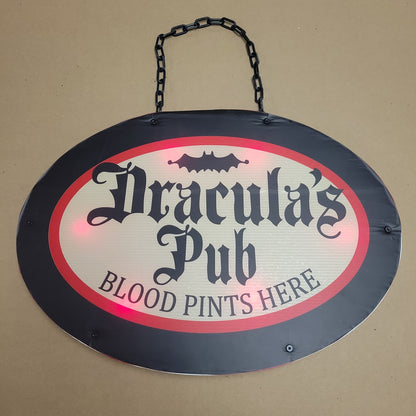 18.5" Dracula's Pub Light Up Warning Sign 33636