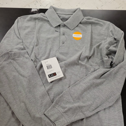 5.11 Tactical Polo Shirt Long Sleeve Professional Heather Grey Large 42056-016-L