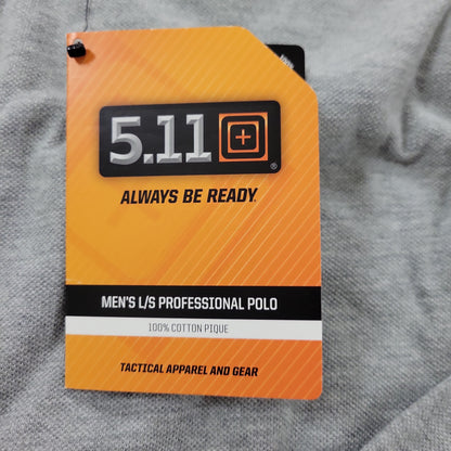 5.11 Tactical Polo Shirt Long Sleeve Professional Heather Grey Large 42056-016-L