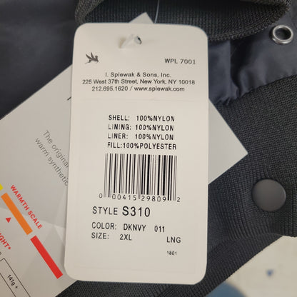 Spiewak & Sons WeatherTec Navy Jacket, 2X-Large Long, Durable & Stylish