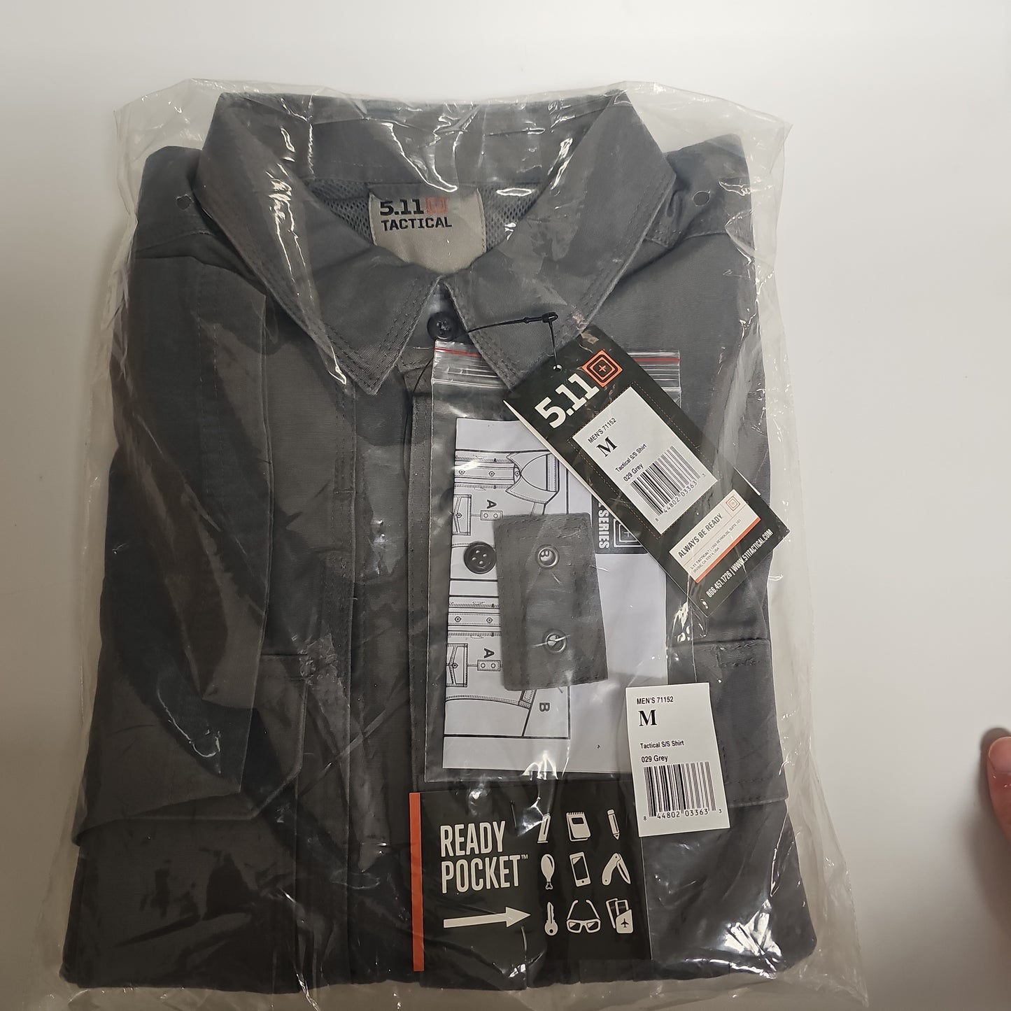 5.11 Tactical Short Sleeve Cotton Grey Medium 71152-029-M