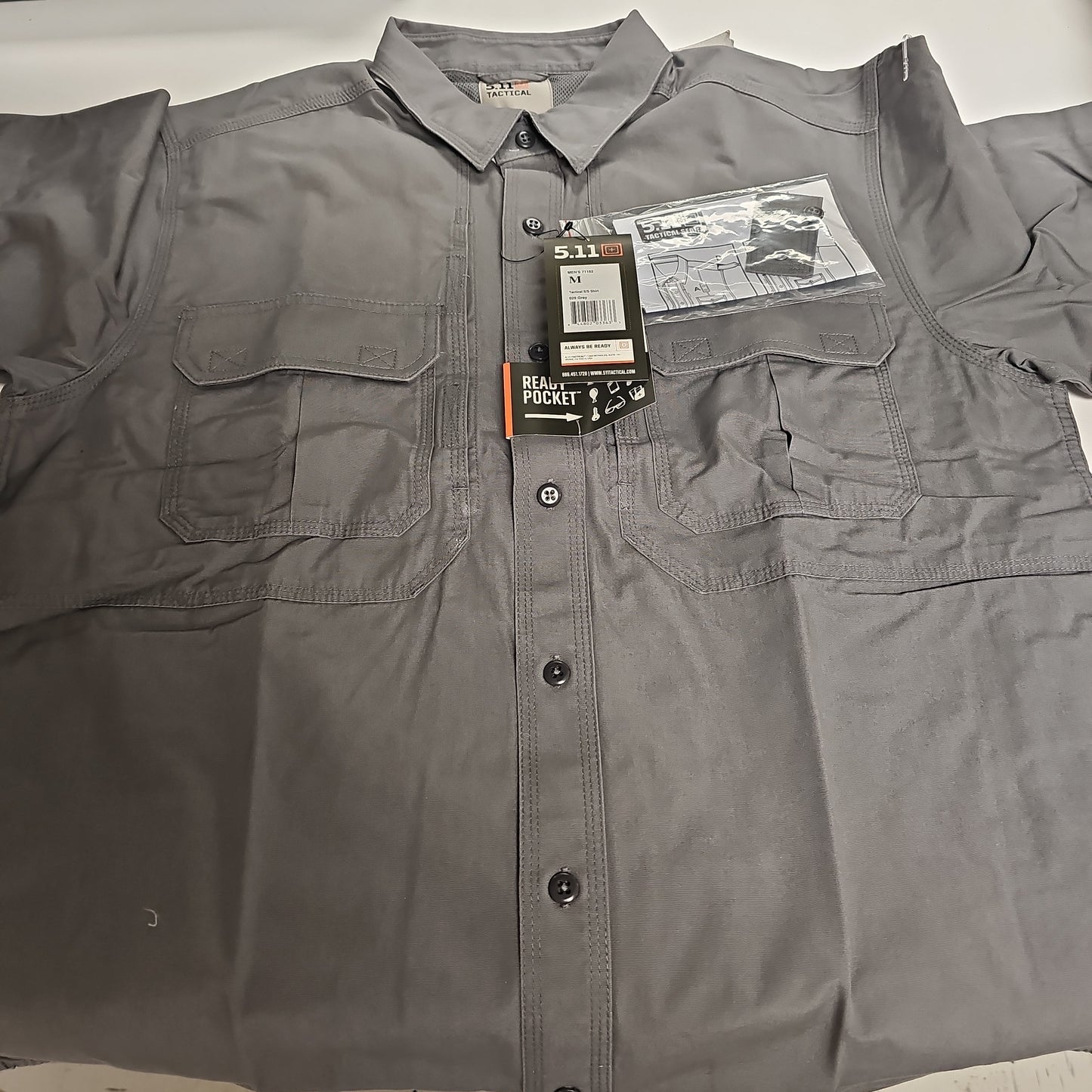 5.11 Tactical Short Sleeve Cotton Grey Medium 71152-029-M